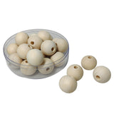 Wooden Beads 20 MM (20 Pieces, 50 Grams) Ivory White Hole Size:4 to 5 MM Round For Jewellery Making Arts Crafts