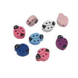 Wooden Beads 20x16x4 MM (20 Pieces) Hole:2 MM Lady Bug Mixed Colors For Jewellery Making DIY Arts Crafts Keychains