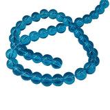 Glass Beads 8 MM (2 Strings, 38-40 Beads/String) Round Hole 1 MM Sky Blue 11 Inch For Jewellery Making