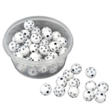 Acrylic Beads 7 to 8 MM (10 GMs, 35 to 40 Pieces) Hole Size 1 MM White Round Star Printed For Jewellery Making DIY Arts Crafts