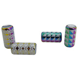 Plated Printed Glass Beads (10 Pieces, 5 Random Designs x 2 Pieces Each) 20x10 MM Multicolor Hole 1 MM Cylinder For Jewellery Making Arts Crafts