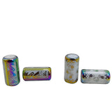Plated Printed Glass Beads (10 Pieces, 5 Random Designs x 2 Pieces Each) 20x10 MM Multicolor Hole 1 MM Cylinder For Jewellery Making Arts Crafts
