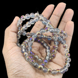 Premium Plated Glass Beads 7.5x8.5 MM (1 String, 100+ Beads) Hole:1 MM Round Transparent Rainbow For Jewellery Making DIY Arts Crafts