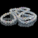 Premium Plated Glass Beads 7.5x8.5 MM (1 String, 100+ Beads) Hole:1 MM Round Transparent Rainbow For Jewellery Making DIY Arts Crafts