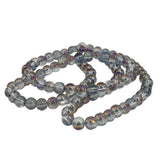 Premium Plated Glass Beads 7.5x8.5 MM (1 String, 100+ Beads) Hole:1 MM Round Transparent Rainbow For Jewellery Making DIY Arts Crafts