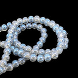 Premium Plated Glass Beads 7.5x8.5 MM (1 String, 100+ Beads) Hole:1 MM Round Blue For Jewellery Making DIY Arts Crafts