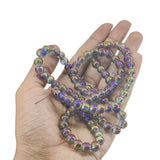 Premium Plated Glass Beads 7.5x8.5 MM (1 String, 100+ Beads) Hole:1 MM Round Purple Rainbow For Jewellery Making DIY Arts Crafts