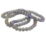 Premium Plated Glass Beads 7.5x8.5 MM (1 String, 100+ Beads) Hole:1 MM Round Purple Rainbow For Jewellery Making DIY Arts Crafts