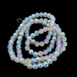 Premium Plated Glass Beads 7.5x8.5 MM (1 String, 100+ Beads) Hole:1 MM Round Rainbow Transparent For Jewellery Making DIY Arts Crafts