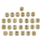 Wooden Letter Alphabet Beads (A to Z) 10x10 MM Hole Size 3 MM Cube Brown For Bracelet Jewellery Making Macrame DIY Crafts Keychains Decoration