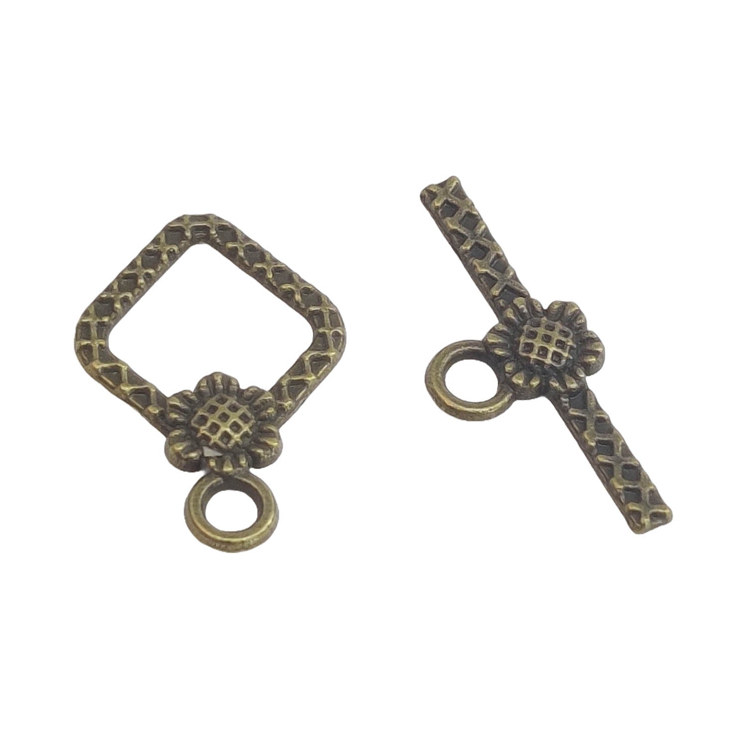 Metal Alloy Toggle Clasps (5 Pieces) 20x15 MM Rhombus Antique Bronze Color For Jewellery Making Pieces