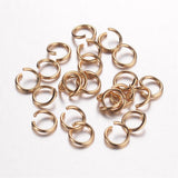 Tarnish Resistant 304-Stainless Steel Jump Rings 7x1 MM (45-50 Pieces, 5 Grams) 18 Gauge Gold Color For Jewellery Making