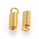 Iron End Coil Cord Guards 9x3.5mm Cylinder Gold Color (Pack of 10 grams, 35 pieces) For Jewellery Making
