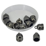 Brass End Cords Caps 14x10 MM With Inner Size 7.5 MM (10 Pieces) Black Metal Color For Jewellery Making Crafts Fabric Accessories