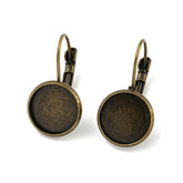 Vintage Brass Leverback Cabochon Earring Bases (Holds 12 MM Round Embellishments) Antique Bronze Color (Pack Of 4 PCs)