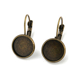 Vintage Brass Leverback Cabochon Earring Bases (Holds 12 MM Round Embellishments) Antique Bronze Color (Pack Of 4 PCs)