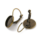 Vintage Brass Leverback Cabochon Earring Bases (Holds 12 MM Round Embellishments) Antique Bronze Color (Pack Of 4 PCs)