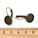 Vintage Brass Leverback Cabochon Earring Bases (Holds 12 MM Round Embellishments) Antique Bronze Color (Pack Of 4 PCs)