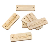 Wooden Handmade Word Printed Tags (10 PCs) 40x2 MM Brown For embossing knitting sewing patchwork labelling bags wallets clothing accessories