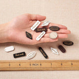 Wooden Handmade Word Printed Tags (5 PCs, 25-35 MM, Mixed Shapes) For embossing knitting sewing patchwork labelling bags wallets clothing accessories