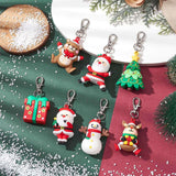 PVC Keychains (Set Of 10 Christmas Theme Shapes) 7-9 CM Long With Pendant 3.5-5.5 CM Multicolor Swivel Clasp For Decoration Crafts