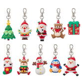 PVC Keychains (Set Of 10 Christmas Theme Shapes) 7-9 CM Long With Pendant 3.5-5.5 CM Multicolor Swivel Clasp For Decoration Crafts