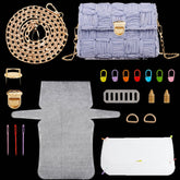 Embroidery Canvas Mesh Plastic Bag Making Kit (13x14 Inch Sheet, 2 D Rings, 1 Chain, 8 Markers, 1 Buckle, 1 Lock, 4 Needles, 2 Screws) Hole 4x4mm