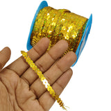 Sequins Chain Rolls (10 Meters) Glitter Golden Brown 6 MM Round Paillettes For Sewing Accessories Garment Ornament Decorative Embellishments