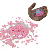 Plastic Sequins (2000+ Pieces, 10 GMs Wt) Mixed Sizes 3-5 MM Long x 0.4 MM Thick No Hole Pink Heart Paillettes For Sewing Garment Embellishments