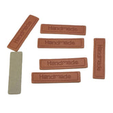 PU Leather Handmade Word Printed Tags (10 PCs) 40x10 MM Brown Rectangle For embossing knitting sewing patchwork bags wallets accessories
