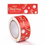 Paper Stickers 3x1 Inch / 7.5x2.5 CM (1 Roll, 120 Stickers) Christmas New Year Wishes Theme Rectangle Multicolor Gift Packing Tags