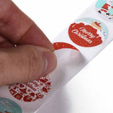 Paper Stickers 1 Inch / 2.5 CM (1 Roll, 500 Stickers) Merry Christmas Theme Round Multicolor Gift Packing Tags