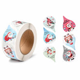 Paper Stickers 2.5x1 Inch / 6.3x2.75 CM (1 Roll, 500 Stickers) Merry Christmas Theme Drop Multicolor Gift Packing Tags
