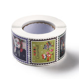 Paper Stickers 1.5x1.5 Inch / 3.75x3.75 CM (1 Roll, 500 Stickers) Merry Christmas Theme Square Multicolor Gift Packing Tags