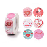 Paper Stickers 1 Inch / 2.5 CM (1 Roll, 500 Stickers) Valentine's Day Heart Love Theme Round Multicolor Gift Packing Tags