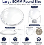 Glass Cabochons 50x12 MM (Light Dots On Surface - 100% Usable - No Returns) Round Dome Flat Back Transparent Embellishments For DIY Crafts Jewellery Making Magnets