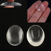 Glass Cabochons Embellishments 25x18x5 MM (Pack of 10 PCs) Oval Dome Flat Back Transparent For DIY Crafts Jewellery Making Magnets