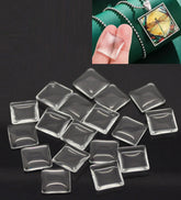 Glass Cabochons Embellishments 25x25x8 MM (Pack of 10 PCs) Square Dome Flat Back Transparent For DIY Crafts Jewellery Making Magnets