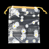Gift Packing Potlis 6x8 Inch (10 PCs) Plastic Drawstring Pouches Flower Printed Transparent