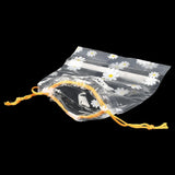 Gift Packing Potlis 6x8 Inch (10 PCs) Plastic Drawstring Pouches Flower Printed Transparent