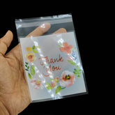 Self Adhesive BOPP Covers 14x10 CM With 11x7 CM Inside (1 Pack, 95-100 PCs) Thank You Printed Pouches For Cookie Chocolates Jewellery Gifts
