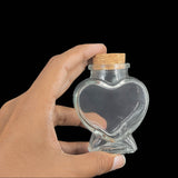 Heart Shape Glass Bottles 6x7.5 CM (1 Piece) Capacity 80 ML With Cork Lid Stoppers For Crafts Decoration Storage Gifts Transparent Jar Container