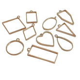 Metal Alloy Pendant Bezel Blanks (10 Pieces) 3 to 4.5 CM Range Mixed Shapes Bases Rose Gold Color For Resin Jewellery Making DIY Crafts