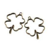 Metal Alloy Pendant Bezel Blanks (2 Pieces) 44x34x3.5 MM Clover Flower Bases Antique Bronze Color For Resin Jewellery Making DIY Crafts Key Chains