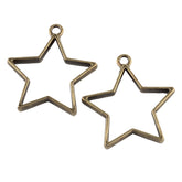Metal Alloy Pendant Bezel Blanks (2 Pieces) 35x32x3 MM Star Bases Antique Bronze Color For Resin Jewellery Making DIY Crafts Key Chains