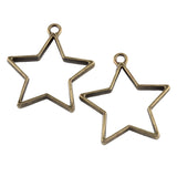 Metal Alloy Pendant Bezel Blanks (2 Pieces) 35x32x3 MM Star Bases Antique Bronze Color For Resin Jewellery Making DIY Crafts Key Chains