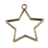 Metal Alloy Pendant Bezel Blanks (2 Pieces) 35x32x3 MM Star Bases Antique Bronze Color For Resin Jewellery Making DIY Crafts Key Chains