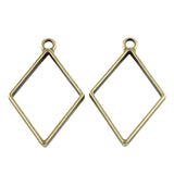 Metal Alloy Pendant Bezel Blanks (2 Pieces) 40x25x3.5 MM Rhombus Bases Antique Bronze Color For Resin Jewellery Making DIY Crafts Key Chains