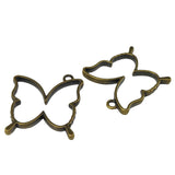 Metal Alloy Pendant Bezel Blanks (2 Pieces) 35x32x3.5 MM Butterfly Bases Antique Bronze Color For Resin Jewellery Making DIY Crafts Key Chains