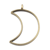 Metal Alloy Pendant Bezel Blanks (2 Pieces) 38x25x3.5 MM Moon Bases Antique Bronze Color For Resin Jewellery Making DIY Crafts Key Chains